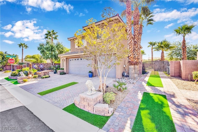 view of front of property featuring a garage