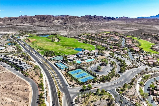 bird's eye view with a mountain view