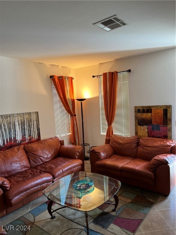 view of tiled living room