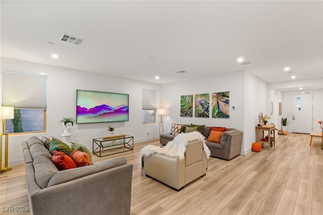 living room featuring light wood-type flooring