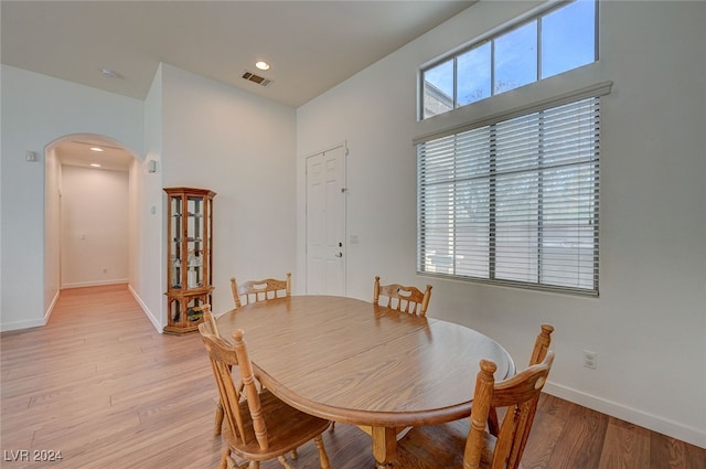 dining area with light wood-type flooring