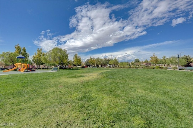 view of yard featuring a playground