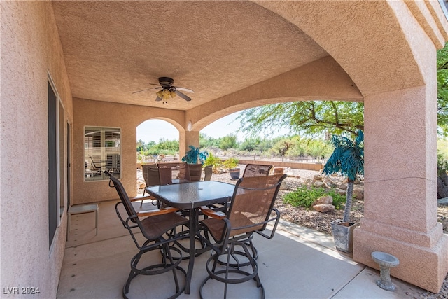 view of patio with ceiling fan