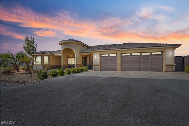 view of front of house with a garage