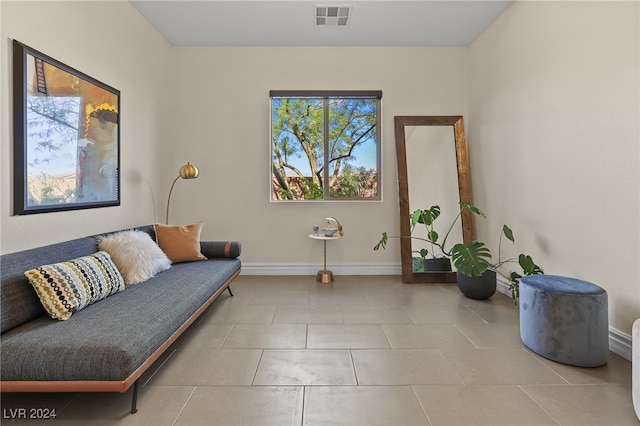 interior space featuring light tile patterned flooring