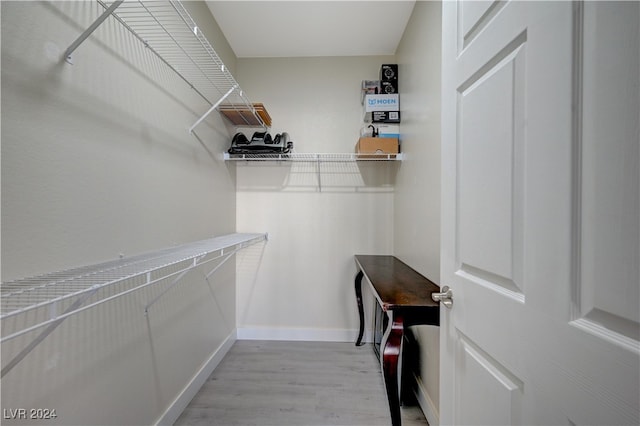 spacious closet featuring light wood-type flooring