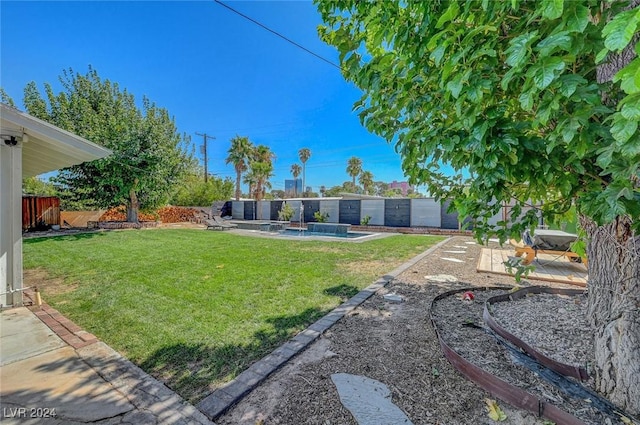 view of yard featuring a fenced backyard