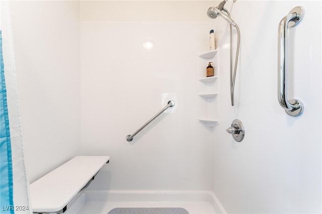 bathroom featuring a shower with shower curtain