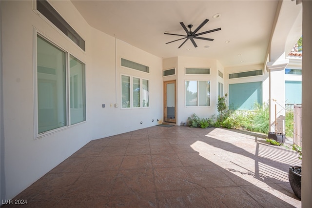 view of patio / terrace featuring ceiling fan