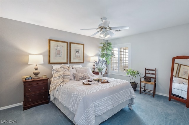 bedroom with carpet and ceiling fan