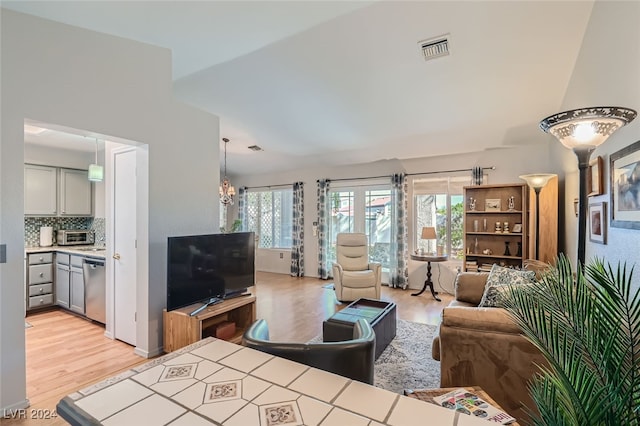 living room featuring light wood-type flooring