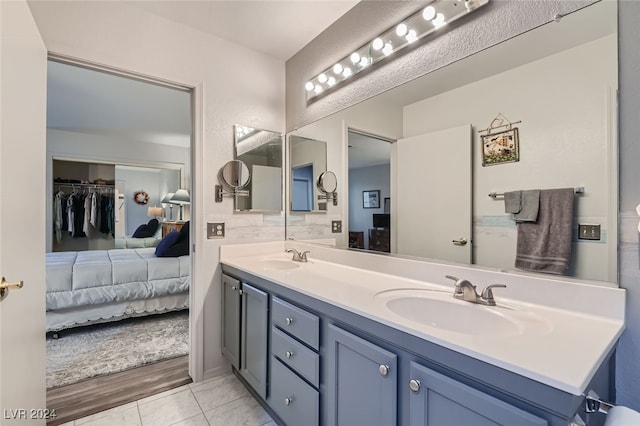 bathroom with wood-type flooring and vanity