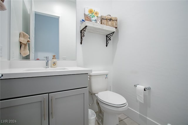 bathroom featuring tile patterned flooring, vanity, and toilet