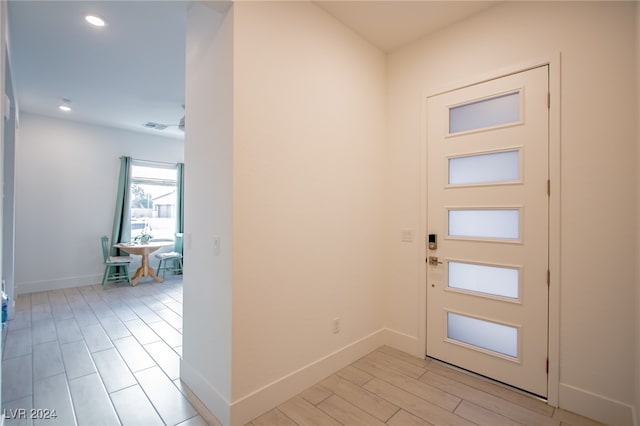 foyer featuring light wood-type flooring