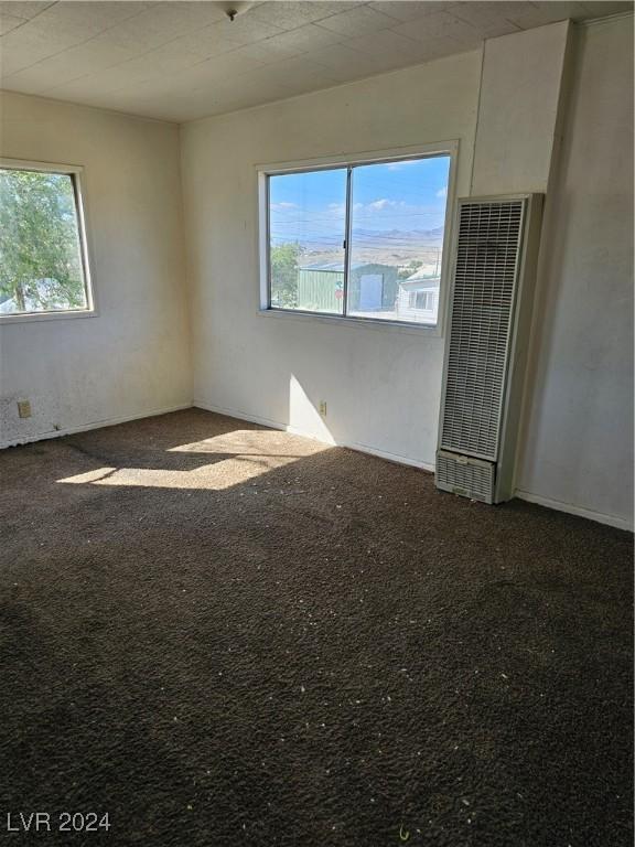 unfurnished room featuring a heating unit and a healthy amount of sunlight