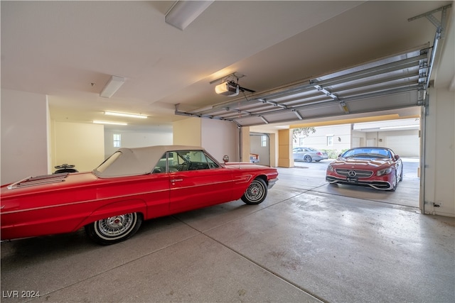 garage with a garage door opener