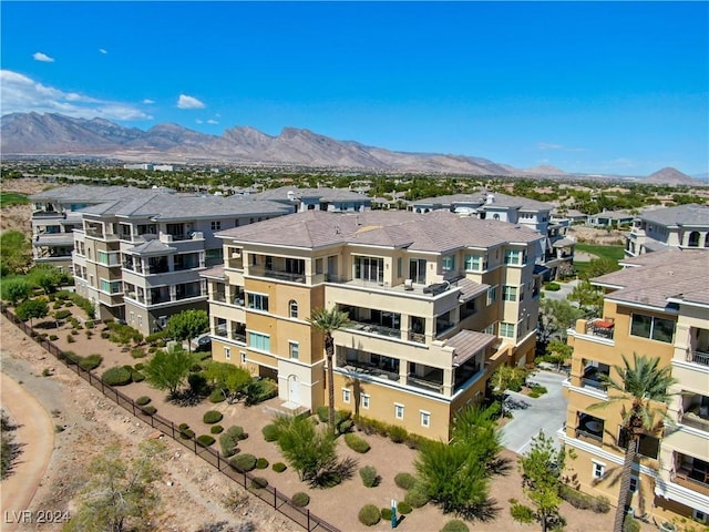 aerial view with a mountain view