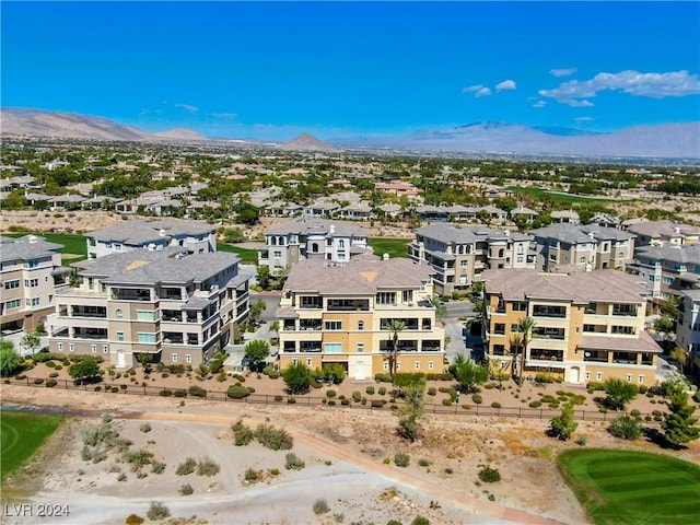 drone / aerial view with a mountain view