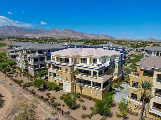 drone / aerial view with a mountain view