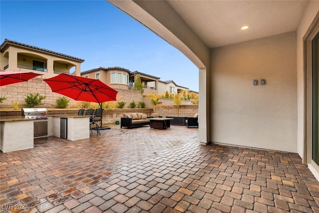 view of patio with area for grilling