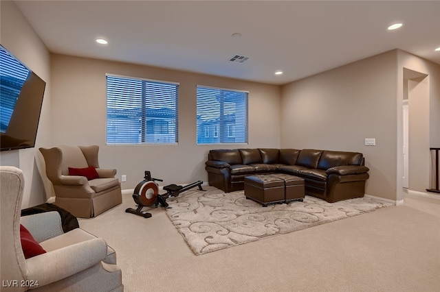 living room with carpet flooring