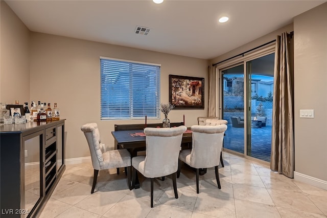 view of tiled dining area