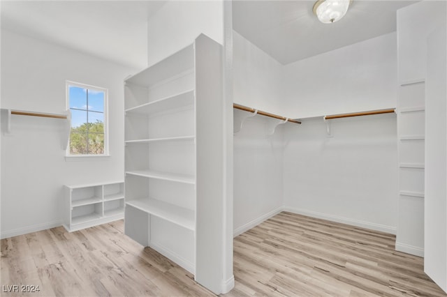 spacious closet featuring light wood-type flooring