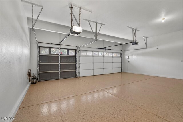 garage with a garage door opener