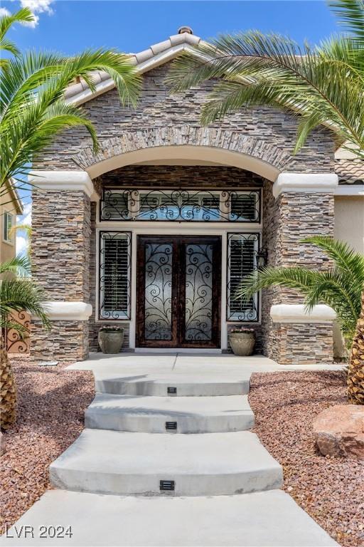 property entrance with french doors