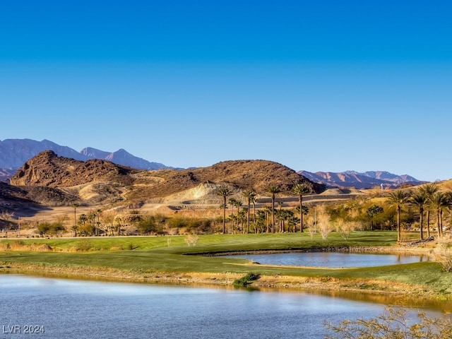 view of water feature with a mountain view