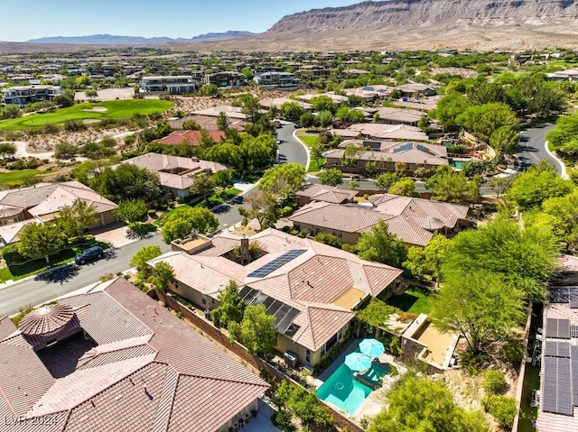 bird's eye view with a mountain view