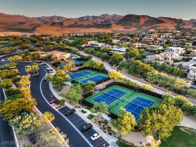 aerial view with a mountain view