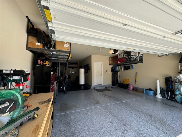 garage with a garage door opener