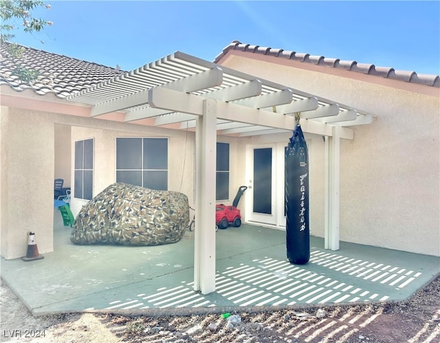 view of patio with a pergola