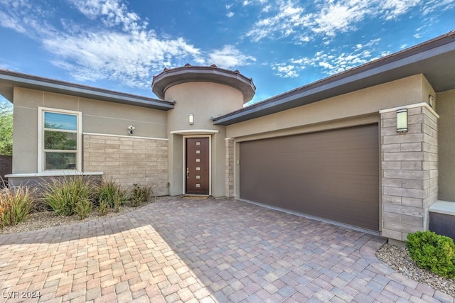 exterior space featuring a garage