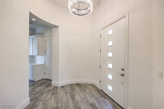 entrance foyer with light wood-type flooring