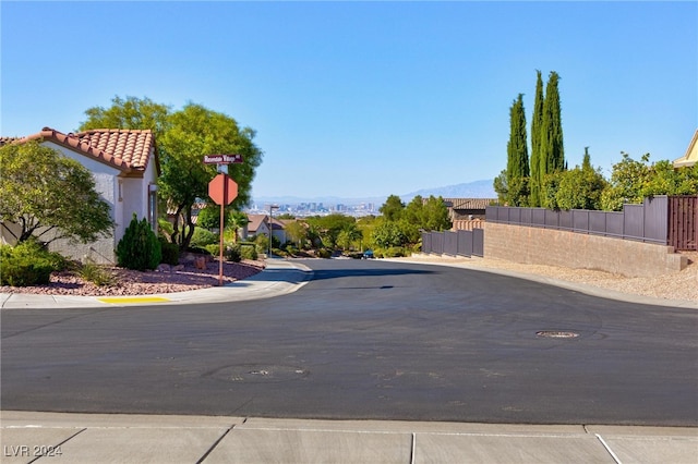 view of road with a mountain view