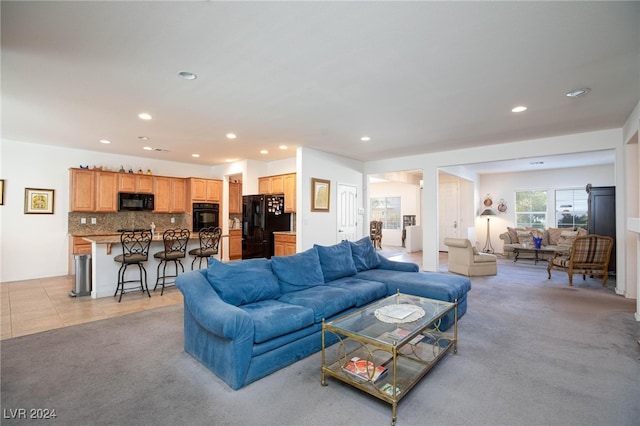 view of tiled living room