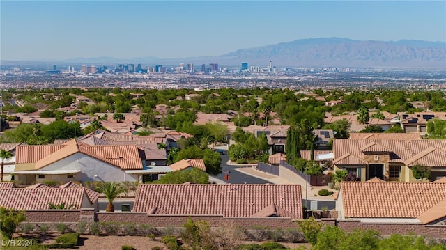 aerial view featuring a mountain view