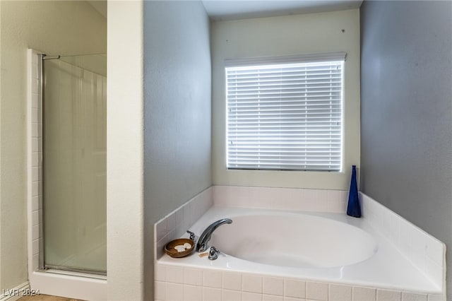 bathroom with plus walk in shower