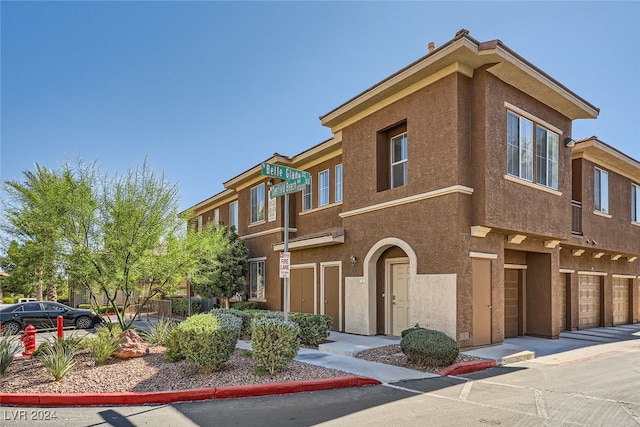 view of front of property with a garage