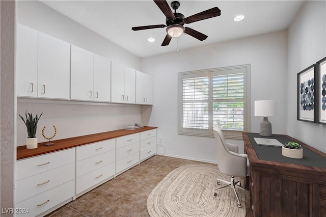 7457 Widewing Dr, North Las Vegas, NV 89084 - home office featuring ceiling fan, light tile patterned floors, and recessed lighting