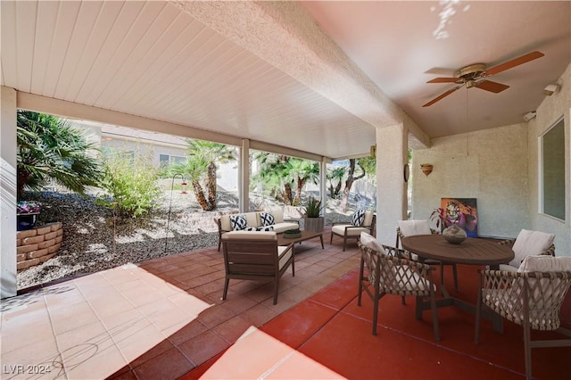 7457 Widewing Dr, North Las Vegas, NV 89084 - view of patio featuring ceiling fan, an outdoor hangout area, and outdoor dining space
