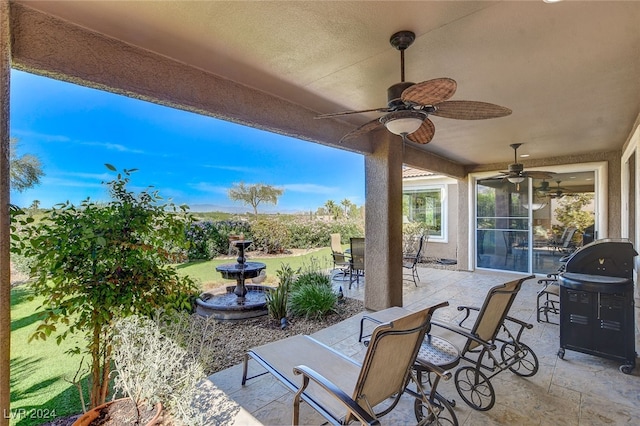 view of patio / terrace with ceiling fan