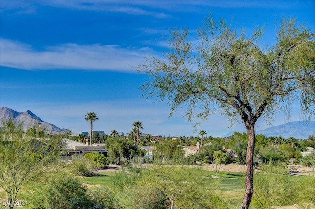 exterior space featuring a mountain view