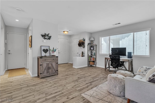 living room featuring light hardwood / wood-style floors