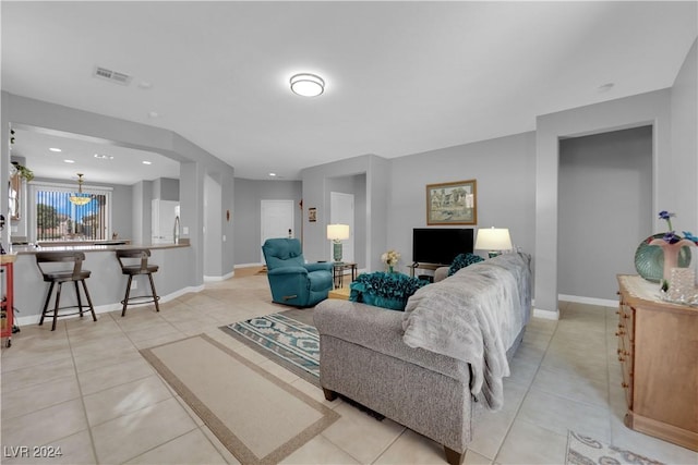 view of tiled living room