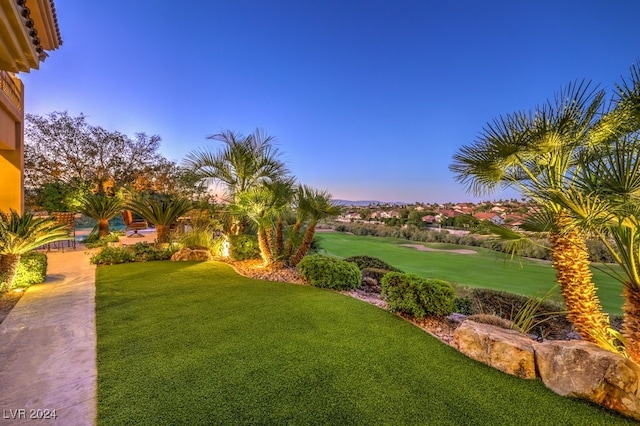 view of yard at dusk