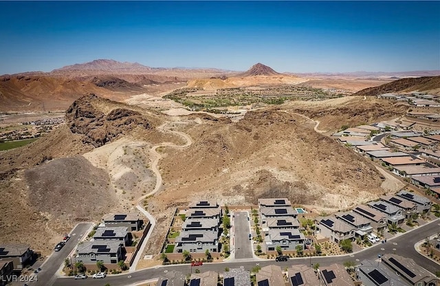 bird's eye view with a mountain view