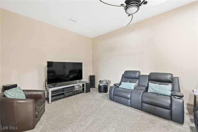 home theater room with carpet